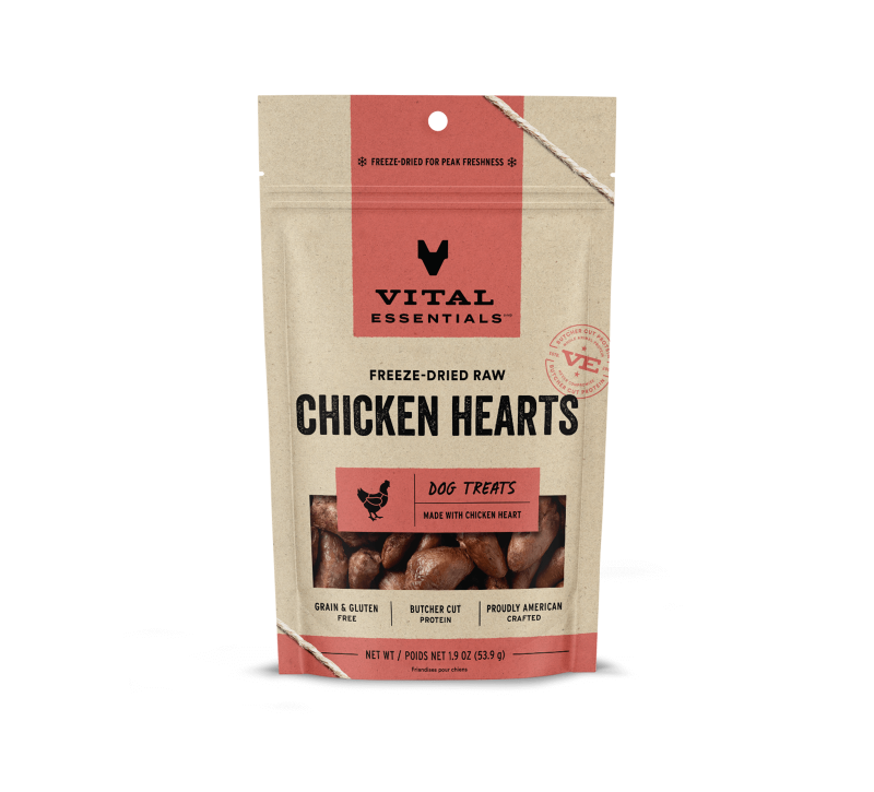 Vital Essentials Freeze-Dried Dog Treats-Chicken Hearts 1.9oz