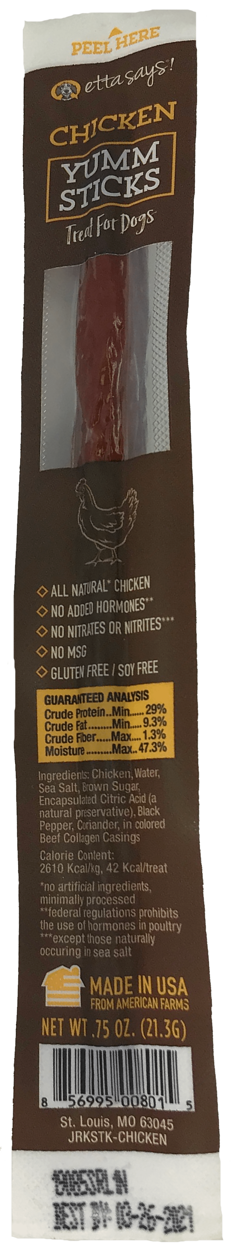 Etta Says! Yumm Stick Natural Chicken Dog Training Treat - Single Protein, Made in the USA-Single Stick