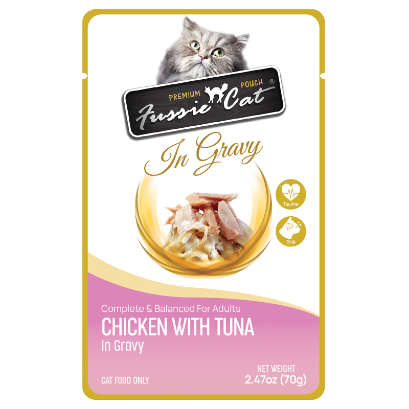 Fussie Cat Chicken with Tuna in Gravy Cat Food Pouch