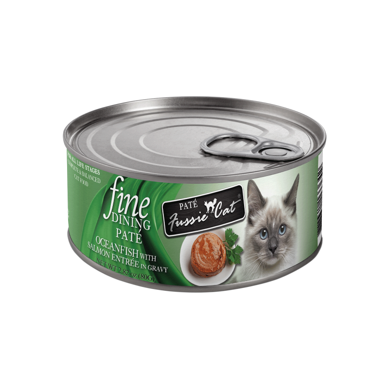 Fussie Cat Fine Dining Pate Oceanfish with Salmon Entree in Gravy Cat Food