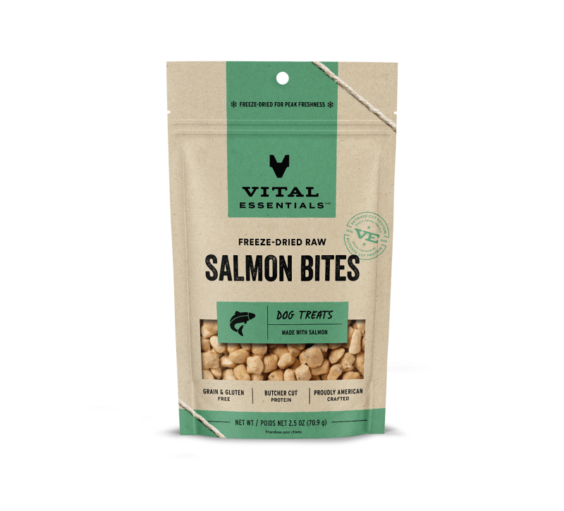 Vital Essentials Freeze-Dried Dog Treats-Salmon Bites 2.5oz