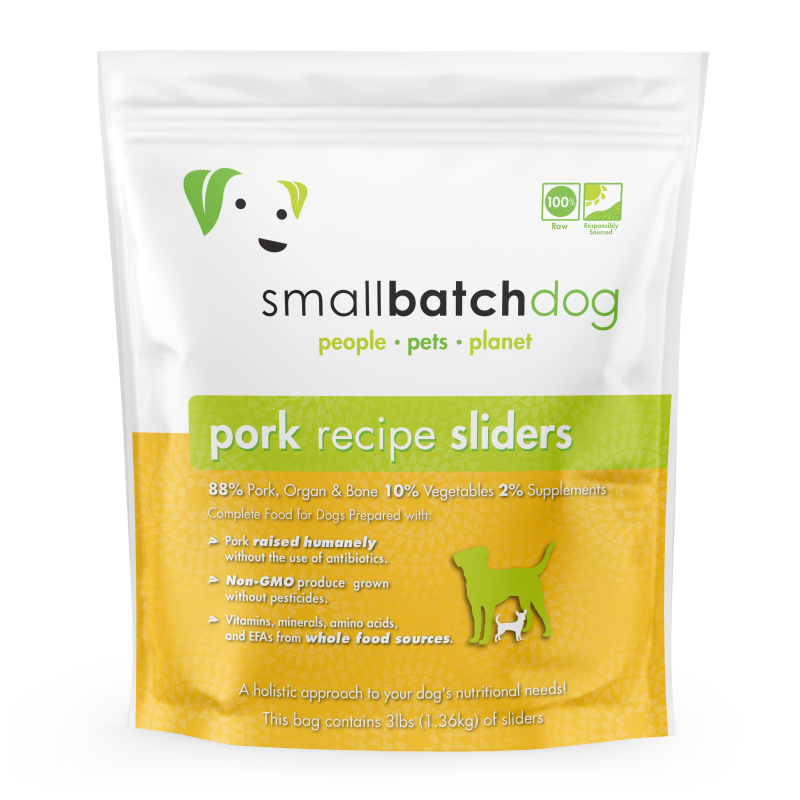 Smallbatch Dog Frozen Raw Sliders Pork 3lb-Pork