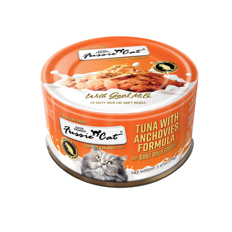 Fussie Cat Tuna with Anchovies Formula in Goat Milk Gravy Cat Food