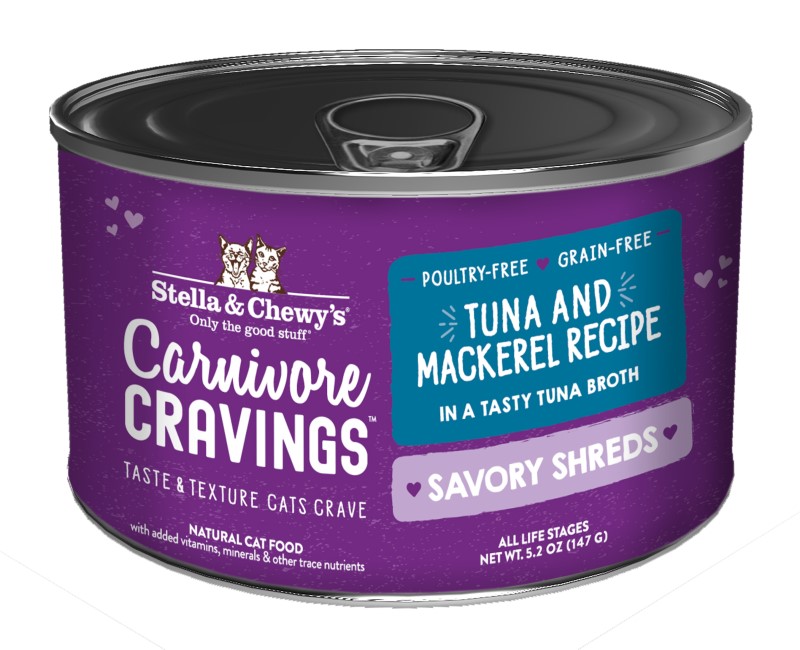 Stella & Chewy's Carnivore Cravings Savory Shreds Tuna & Mackerel Recipe Canned Cat Food