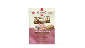 Primal Raw Frozen Dog Food, Patties, Turkey & Sard-
