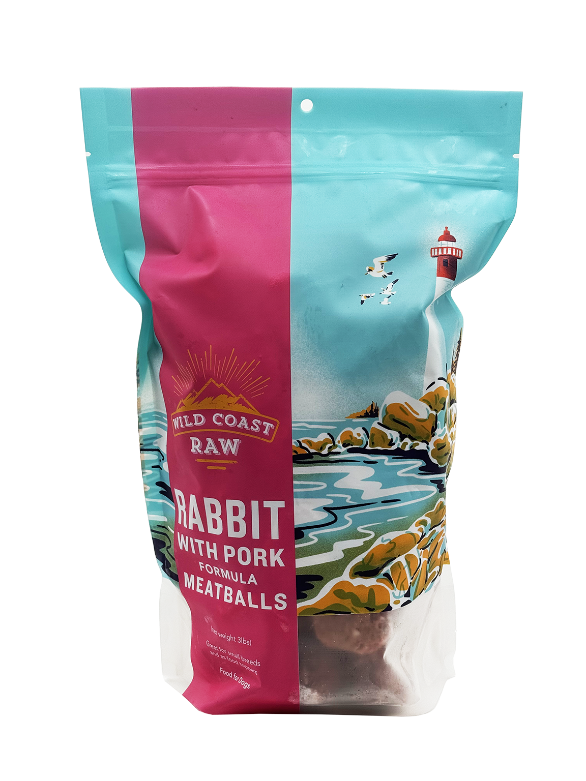 Wild Coast Raw Frozen Dog Food, Meatballs, Rabbit-