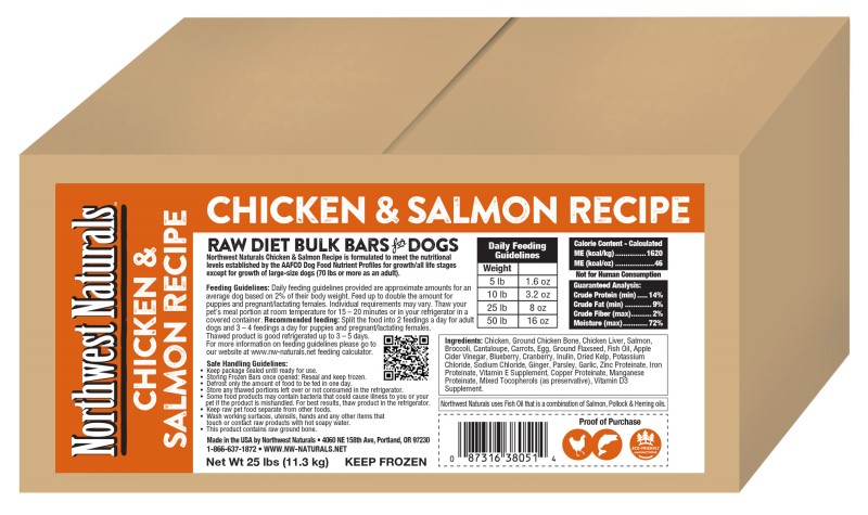 Northwest Naturals Frozen Dinner Bars for Dogs-Chicken & Salmon Recipe