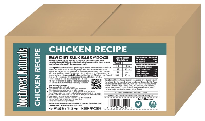 Northwest Naturals Frozen Dinner Bars for Dogs-Chicken Recipe