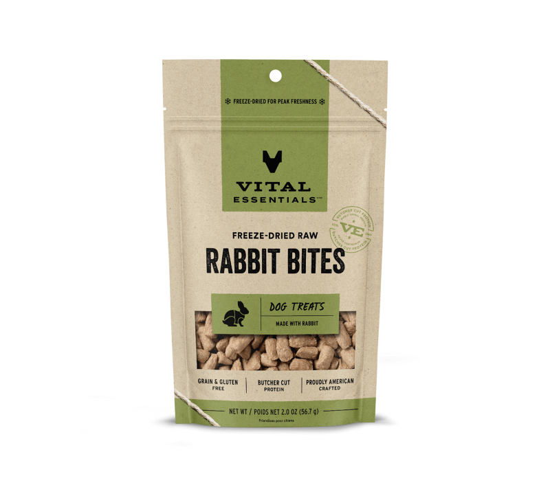 Vital Essentials Freeze-Dried Dog Treats-Rabbit Bites 2oz