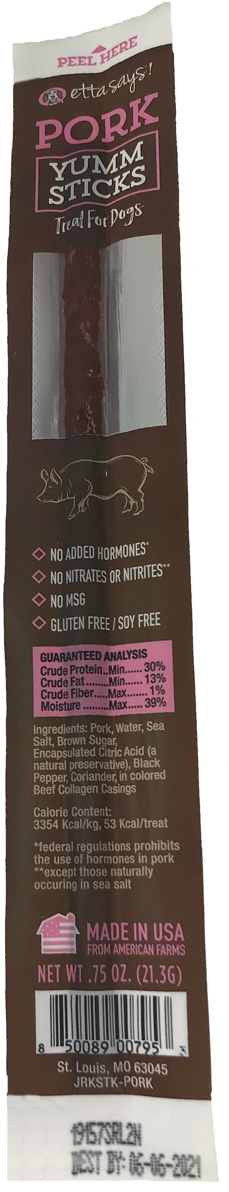 Etta Says! Yumm Stick Natural Pork Dog Training Treat - Single Protein, Made in the USA-Single Stick