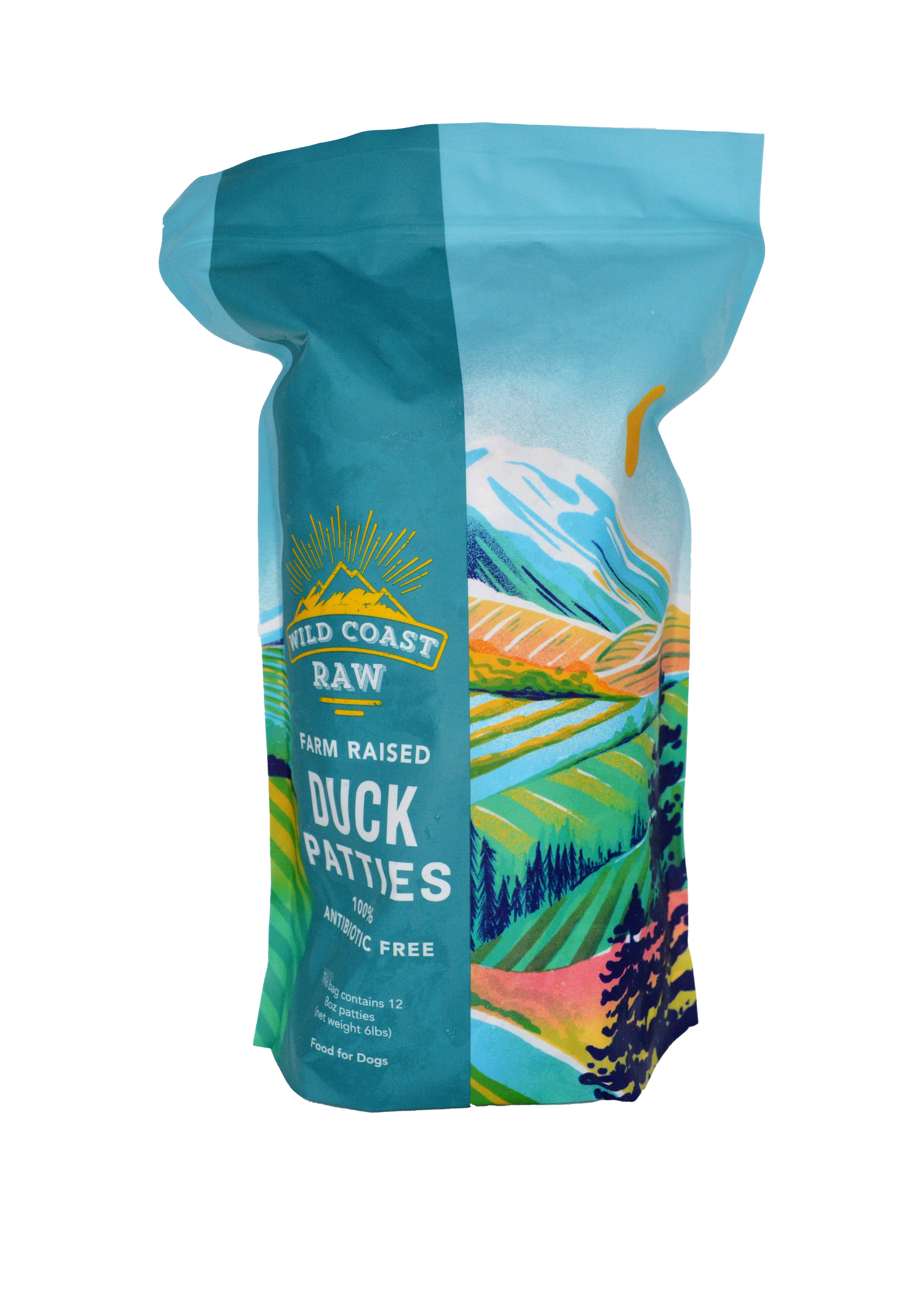 Wild Coast Raw Frozen Dog Food, Patties, Duck, 6-lb-