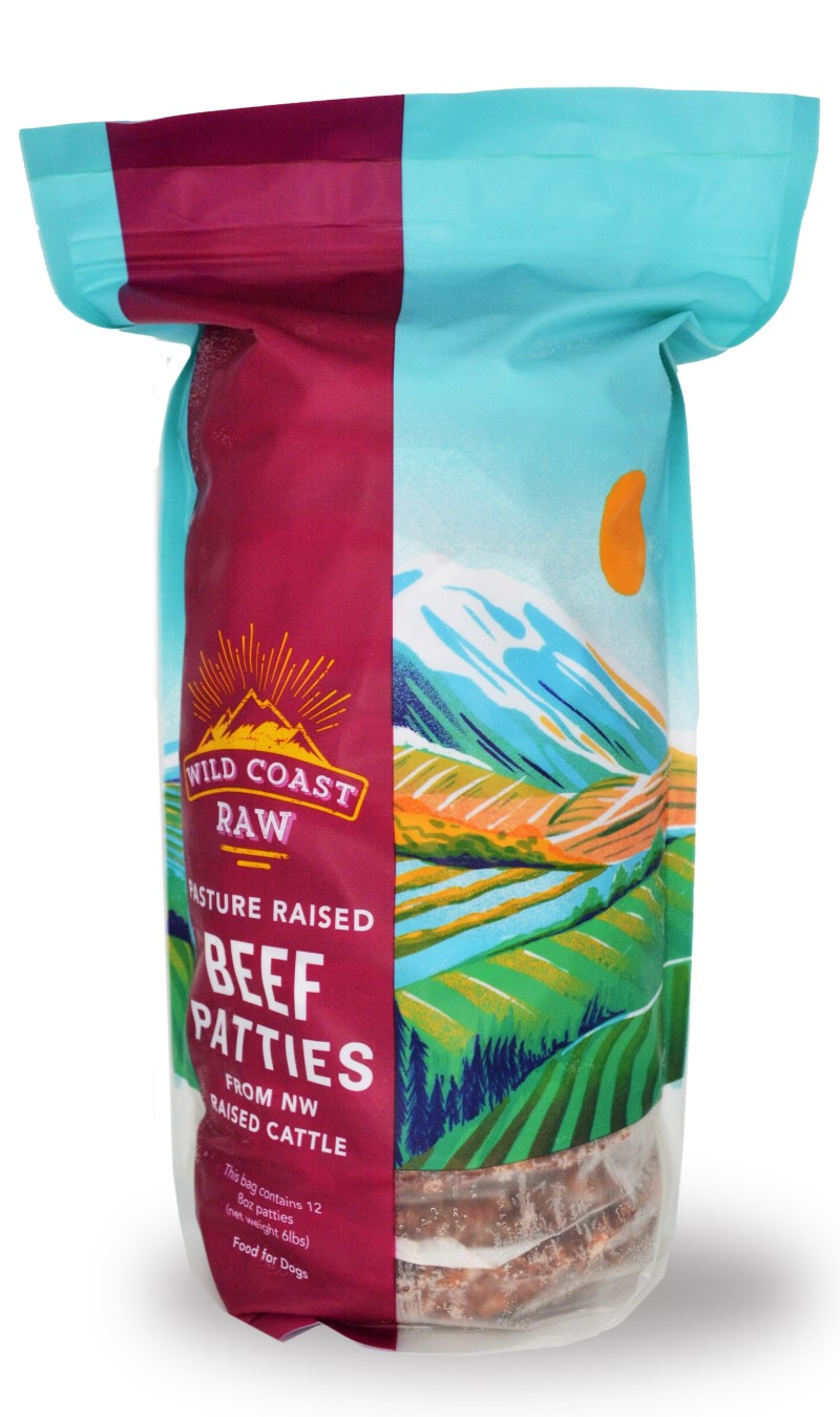 Wild Coast Raw Frozen Dog Food, Patties, Beef, 6-lb-