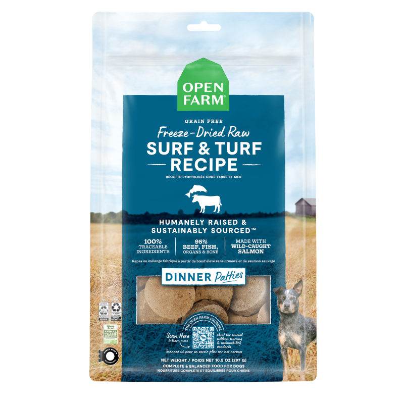 Open Farm Surf & Turf Recipe Freeze Dried Raw Patties for Dogs