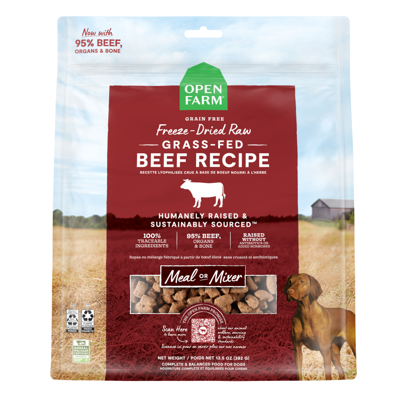 Open Farm Grass-Fed Beef Recipe Freeze Dried Raw Morsels for Dogs