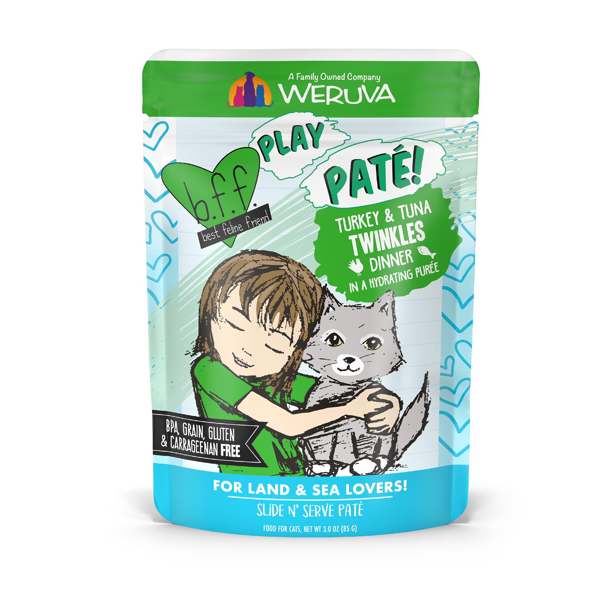 B.F.F. Best Feline Friend PLAY Pate Wet Cat Food, Turkey & Tuna Twinkles, 3-oz-