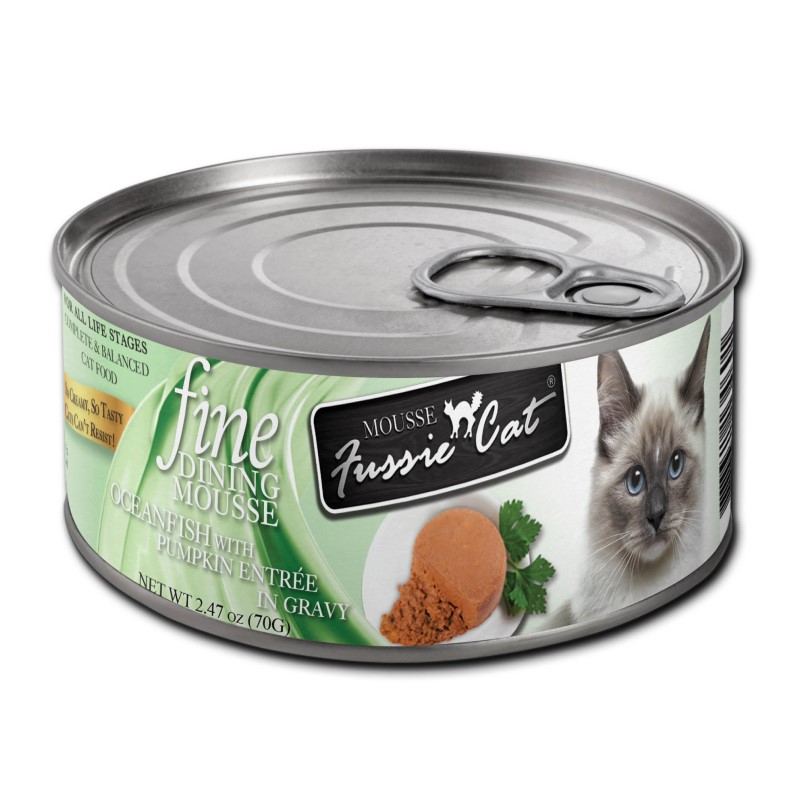 Fussie Cat Fine Dining Mousse Ocean Fish with Pumpkin Entree in Gravy