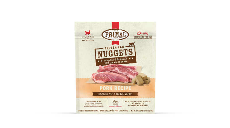 Primal Frozen Raw Pork Nuggets for Cats, 3lb