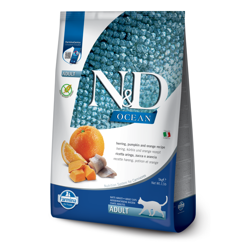 Farmina N&D Ocean Dry Cat Kibble - Herring, Pumpkin, & Orange