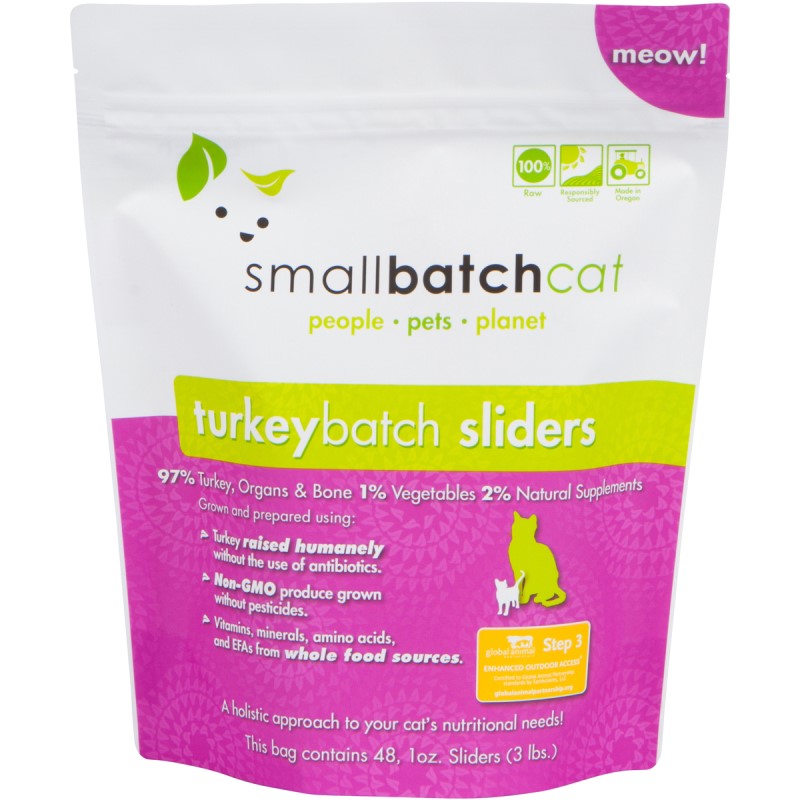 Smallbatch Frozen Raw Cat Sliders Turkey 3lb