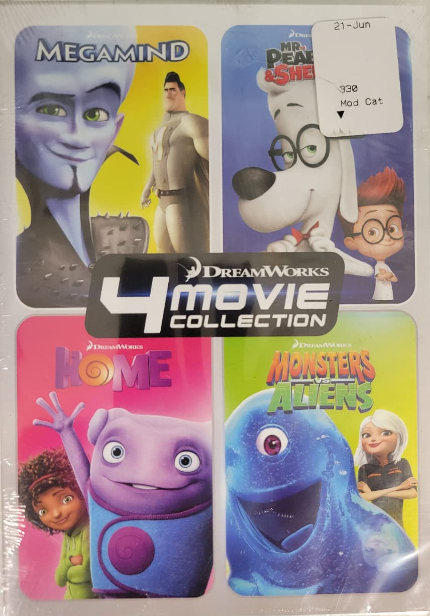 Dreamworks 4 Movie Dvd Collection/Megamind Mr Peabody and Sherman Home Monsters VS Aliens