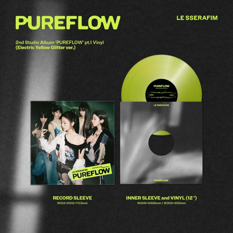 LE SSERAFIM/2nd Studio Album ‘PUREFLOW’ pt.1 Vinyl [Electric Yellow Glitter ver.]