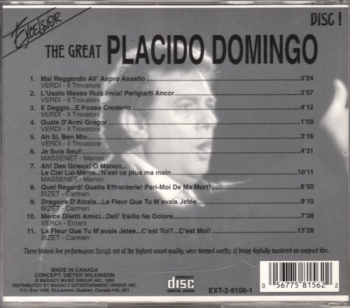 Placido Domingo The Great Placido Domingo 2 CD 