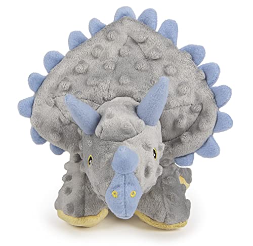 goDog Dinos Frills Chew Guard Squeaky Plush Dog Toy-Gray