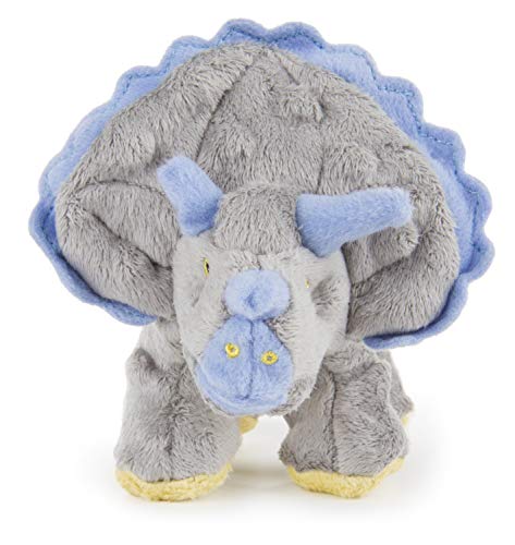 goDog Dinos Frills Chew Guard Squeaky Plush Dog Toy-Gray
