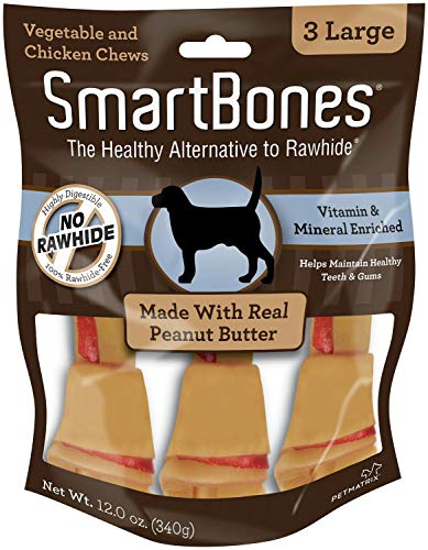 SmartBones - Dog Treats - Large Peanut Butter Chew Bones