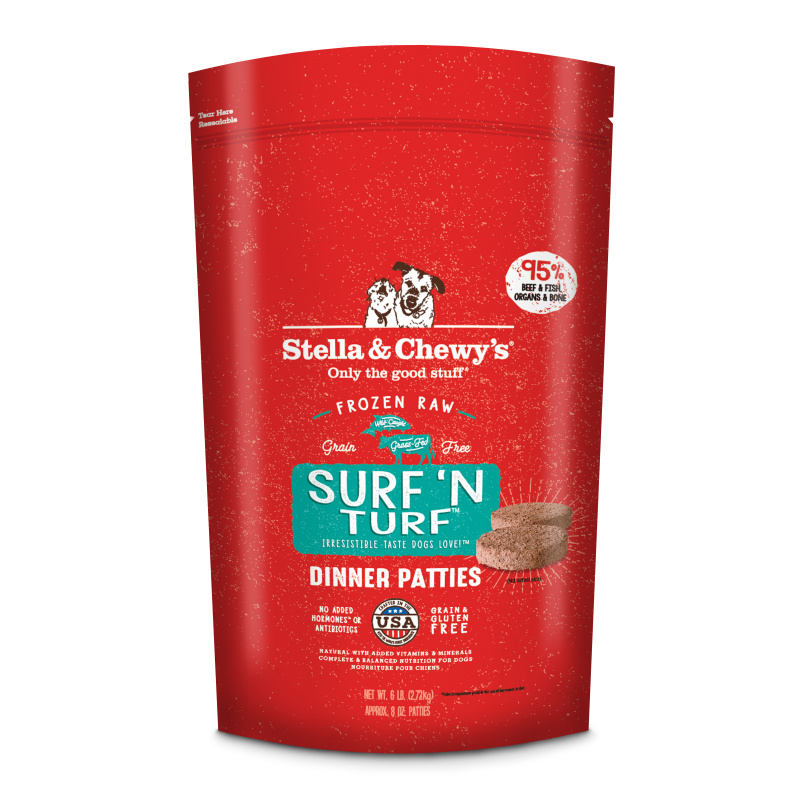 Stella & Chewy's Surf 'N Turf Frozen Raw Dinner Patties for Dogs