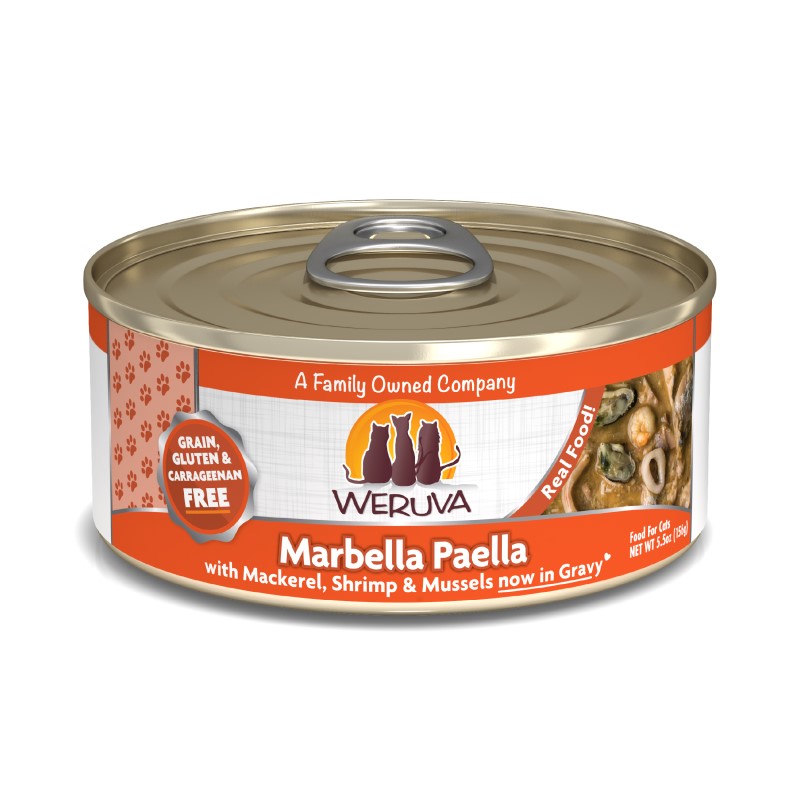 Weruva Marbella Paella with Mackerel, Shrimp, & Mussels in Gravy for Cats