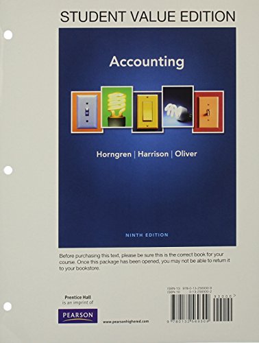 Charles T. Horngren Accounting Student Value Edition 0009 Edition; 