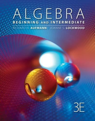 Richard N. Aufmann Algebra Beginning And Intermediate 0003 Edition; 