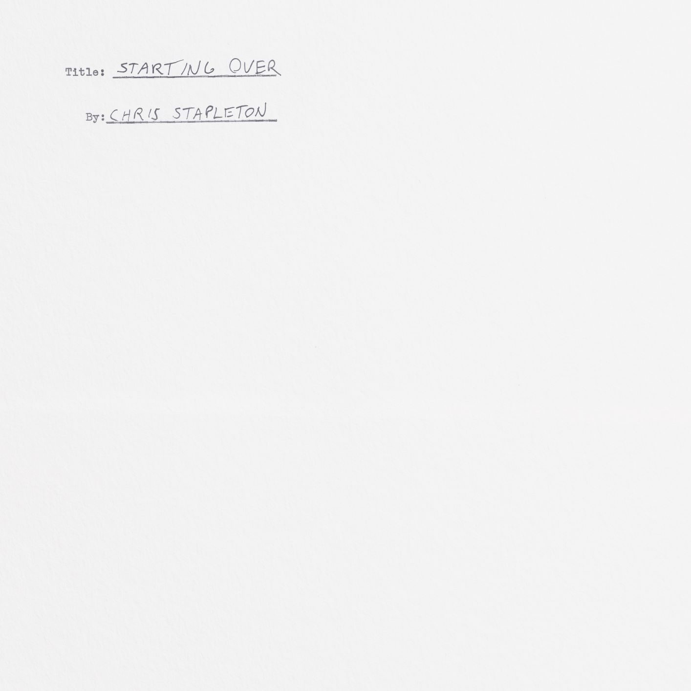 Chris Stapleton/Starting Over