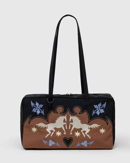 Medium Nylon Bowler Bag/Western Applique