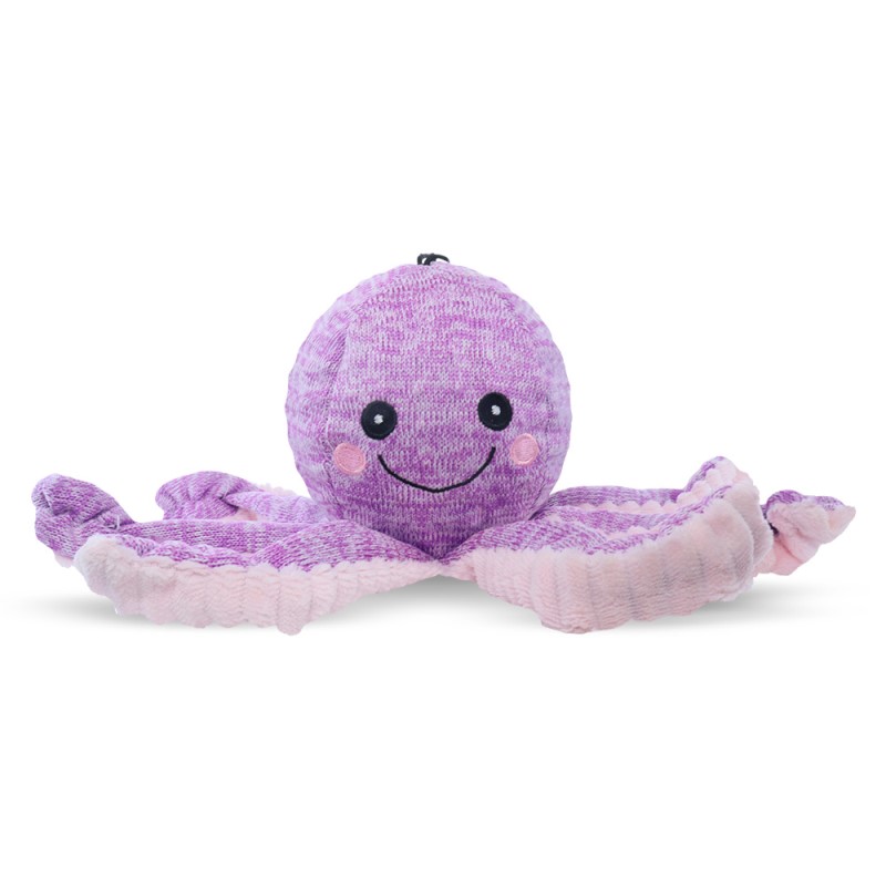 Hollywood Feed Nubbie Buddies Plush Dog Toy - 2 in 1 Squeaky Toy with Hidden Bonus Ball - Purple Octopus