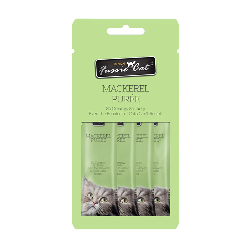 Fussie Cat Puree Cat Treat - Mackerel-2.0 oz - 4 Pack