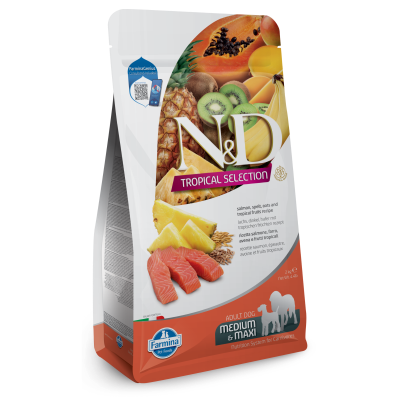 Farmina N&D Tropical Selection Dry Dog Food - Salmon, Spelt, Oats & Tropical Fruits Adult Medium & Maxi