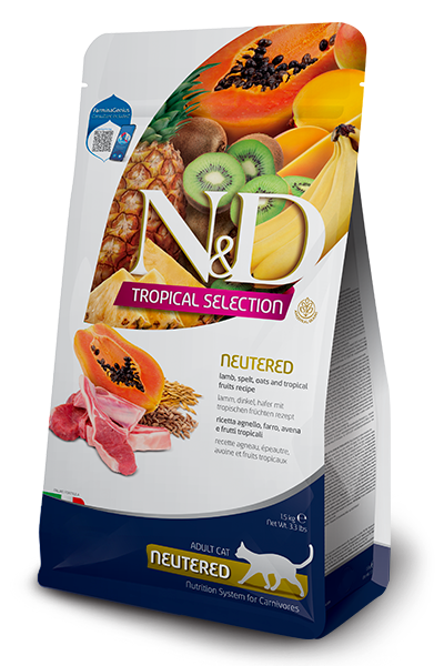 Farmina - Dry Cat Food -  Lamb,  Spelt,  Oats,  & Tropical Fruits Adult Cat Neutered
