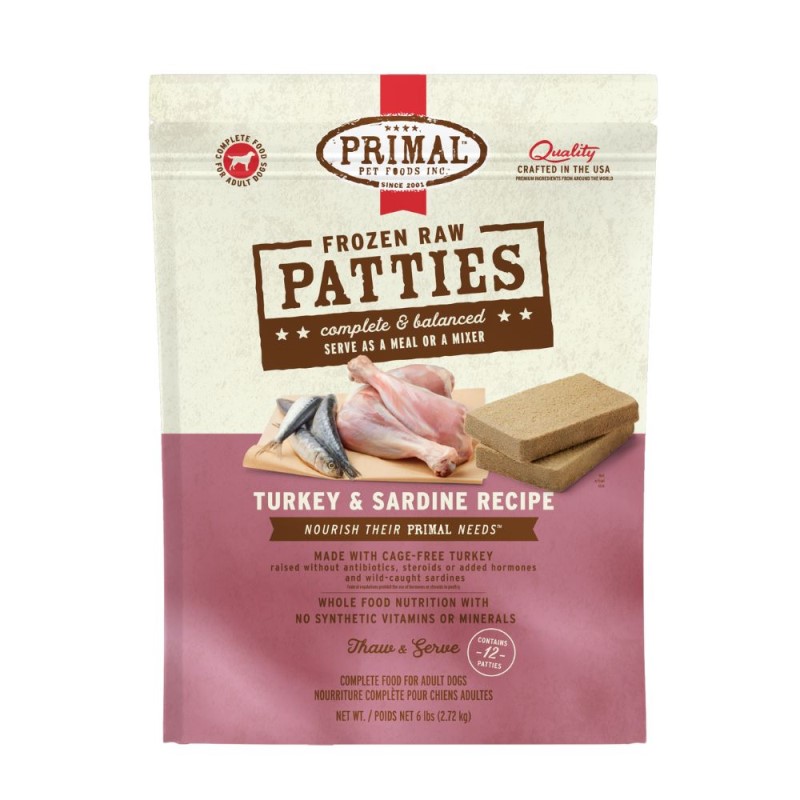 - Frozen Dog Food - Patties - Turkey & Sardine