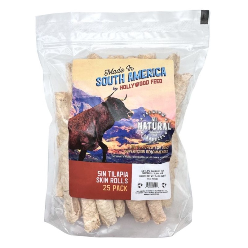 Premium Natural Dog Chew - Single Ingredient Tilapia Skin Rolls