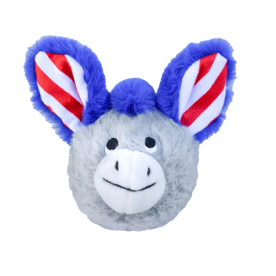 Patchwork Pricklet Plush Dog Toy - Soft & Interactive with Hidden Rubber Ball - Patriotic Donkey