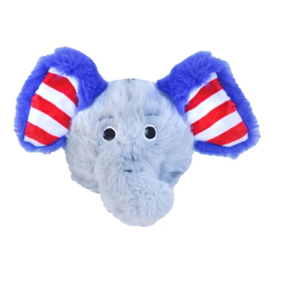 Patchwork Pricklet Plush Dog Toy - Soft & Interactive with Hidden Rubber Ball - Patriotic Elephant