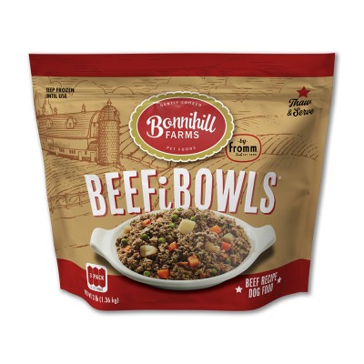 Bonnihill Farms - Gently Cooked Sous Vide Frozen Dog Food - Nutrient Rich BeefiBowls - For All Dog Breeds & Ages