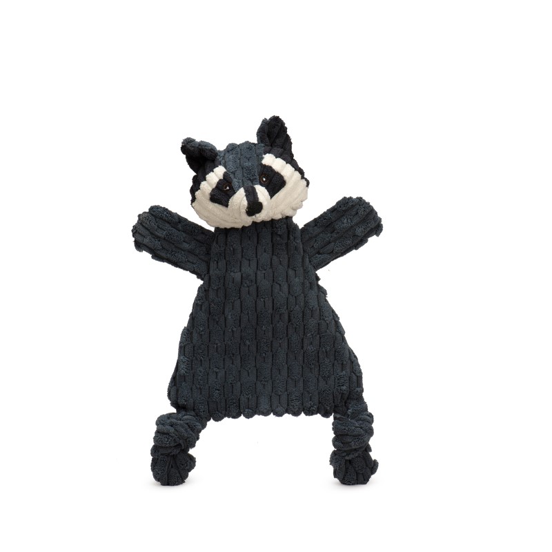 HuggleHounds - Plush Dog Toy - HuggleFlatties Raccoon - Stuffing Free