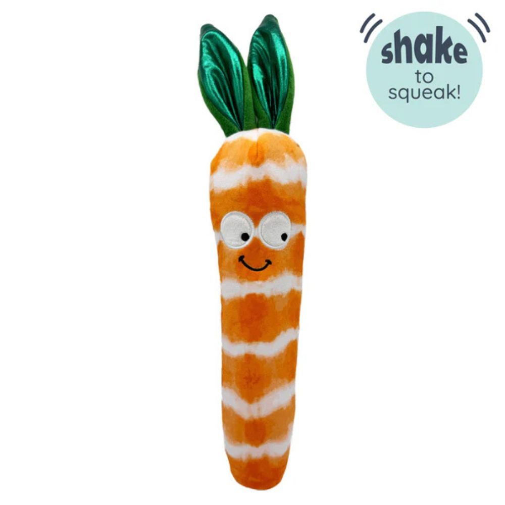 Huxley & Kent Fetchies® Plush Dog Toy - Crinkle & Squeaker for Interactive Play - Sweet Carrot