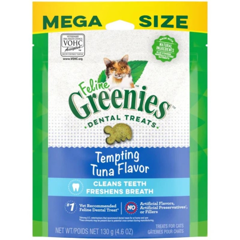 Greenies - Dental Cat Treats - Crunchy Texture for Clean Teeth & Fresh Breath - Tempting Tuna Flavor