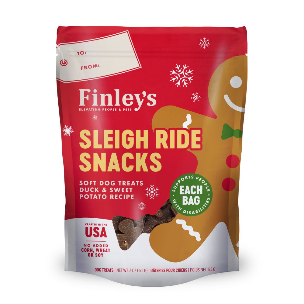 Finley's Sleigh Ride Snacks Soft Dog Treats - Grain Free & High Protein for Training & Rewards - Duck & Sweet Potato Recipe