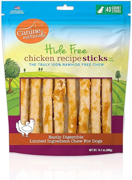 Canine Naturals Rawhide Alternative Dog Chew - Hide Free Chicken Flavor Rolls - 5 inch - 40 pack