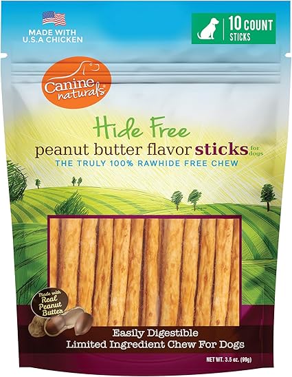 Canine Naturals - Rawhide Alternative Dog Chew - Hide Free Peanut Butter Flavor Rolls